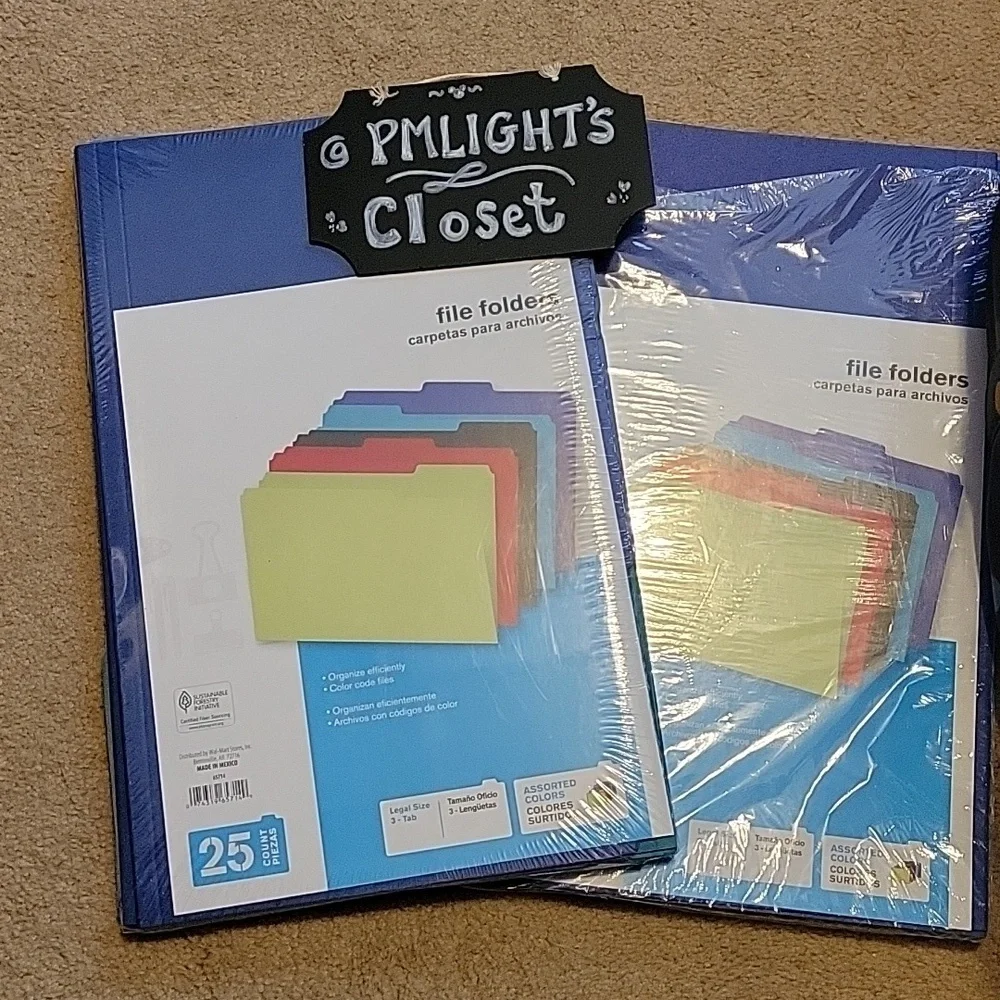 Legal File Folders New Set of 44 Black Blue Teal Red Green